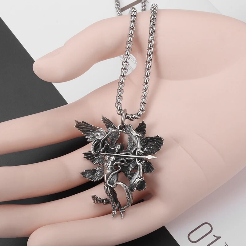 Retro sidabru dengtas moteriškas žvėries pakabukas kūdikiui angelas lankas ir strėlės karoliai, vyriški ir moteriški, žavūs papuošalai