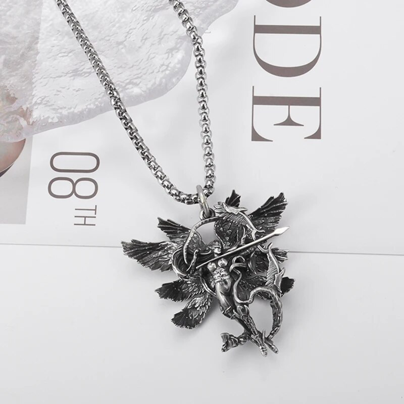 Retro sidabru dengtas moteriškas žvėries pakabukas kūdikiui angelas lankas ir strėlės karoliai, vyriški ir moteriški, žavūs papuošalai