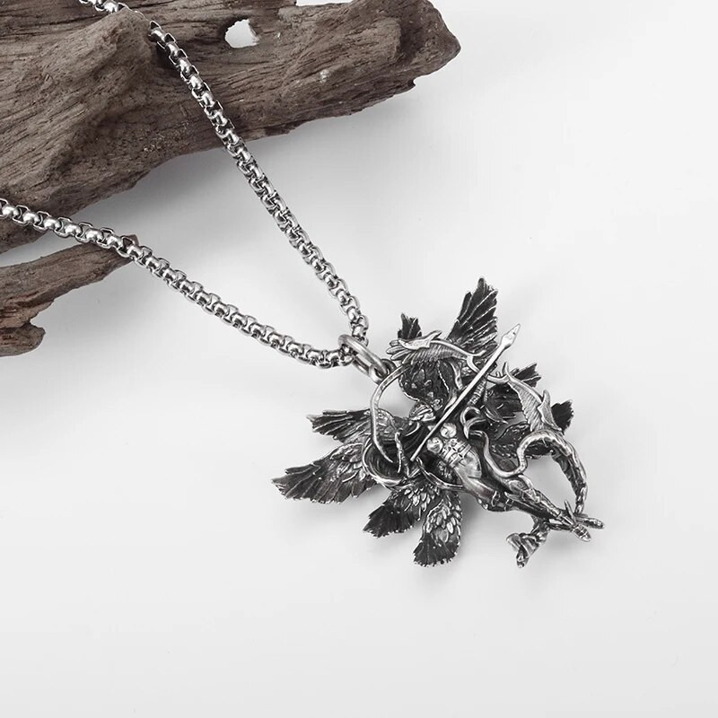 Retro sidabru dengtas moteriškas žvėries pakabukas kūdikiui angelas lankas ir strėlės karoliai, vyriški ir moteriški, žavūs papuošalai