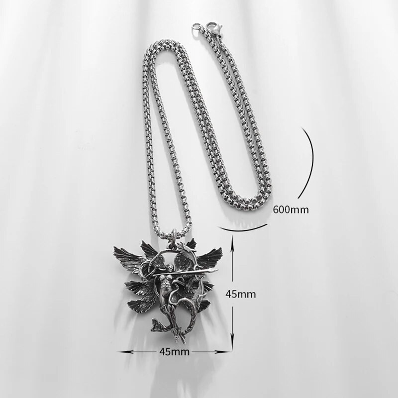 Retro sidabru dengtas moteriškas žvėries pakabukas kūdikiui angelas lankas ir strėlės karoliai, vyriški ir moteriški, žavūs papuošalai