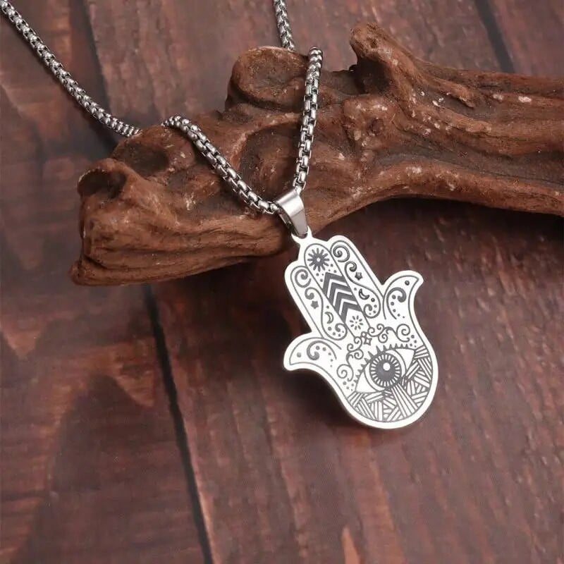 Μουσουλμανική θεά της Σελήνης Fatima Δεξί μενταγιόν Evil Eye Mary Hand κολιέ από ανοξείδωτο ατσάλι Ανδρικά και γυναικεία κοσμήματα Ισλαμικά φυλαχτά