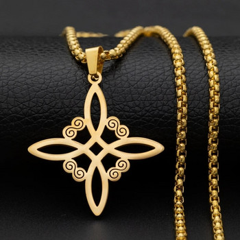 Неръждаема стомана Simple Witch\'s Irish Knot Колие Infinity Witch Jewelry Дамски чар Ежедневен чар Бижута Подарък