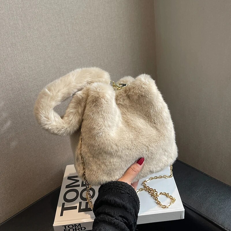 2023 m. žiemos pliušinis moteriškas krepšys mielas minkštas dirbtinis kailis mažas krepšys mados tendencijos rankinės ant pečių skersiniai krepšiai piniginė