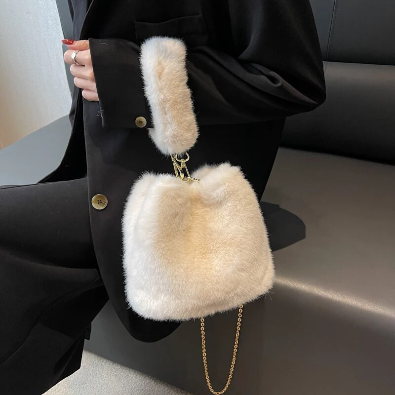2023 m. žiemos pliušinis moteriškas krepšys mielas minkštas dirbtinis kailis mažas krepšys mados tendencijos rankinės ant pečių skersiniai krepšiai piniginė