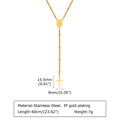 Vnox Black Rosary Cross kaelakeed meestele, naised, Power Balance hematiidi kaelakee, kiriku palve ehted