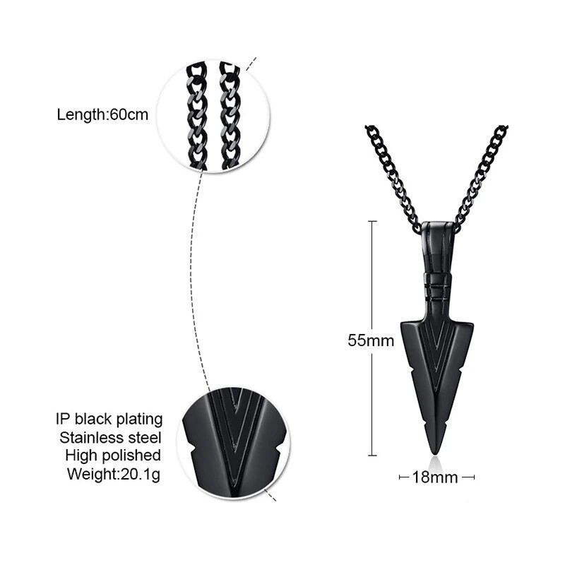 Ανδρικά Vnox Cool Vintage κολιέ με βέλη πολύχρωμα από ανοξείδωτο ατσάλι Ανδρικά δώρα πανκ κοσμήματα