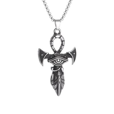 Vintage Αιγυπτιακό Ankh Eye of Horus Σταυρός κολιέ από ανοξείδωτο ατσάλι Ανδρικά Γυναικεία Μόδα Punk Pharaoh Amulet Κοσμήματα