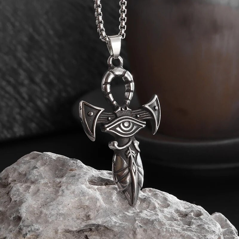 Vintage Αιγυπτιακό Ankh Eye of Horus Σταυρός κολιέ από ανοξείδωτο ατσάλι Ανδρικά Γυναικεία Μόδα Punk Pharaoh Amulet Κοσμήματα