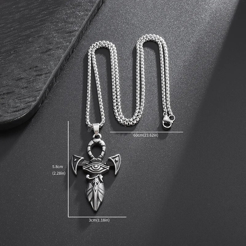 Vintage Αιγυπτιακό Ankh Eye of Horus Σταυρός κολιέ από ανοξείδωτο ατσάλι Ανδρικά Γυναικεία Μόδα Punk Pharaoh Amulet Κοσμήματα