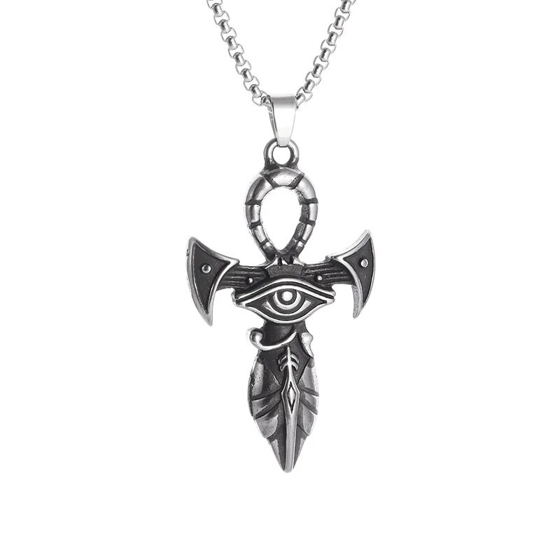 Vintage Αιγυπτιακό Ankh Eye of Horus Σταυρός κολιέ από ανοξείδωτο ατσάλι Ανδρικά Γυναικεία Μόδα Punk Pharaoh Amulet Κοσμήματα