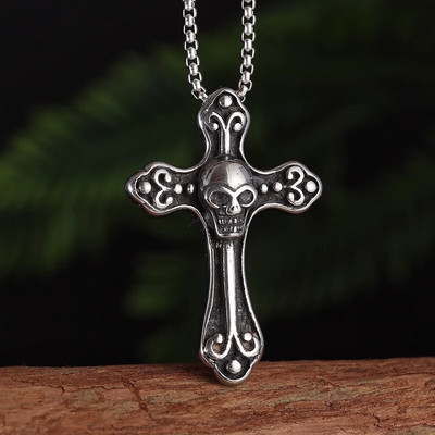 Moedisain Lihtne õõnesrist ripats Meeste hip-hop roostevabast terasest kaelakee Religioossed kristlikud amuleti ehted