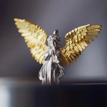 Creative Angel Pendant Little Boys Angel Gold Color Wings Prayer Колие Годишнина Бижута Подарък Колие за мъже и жени