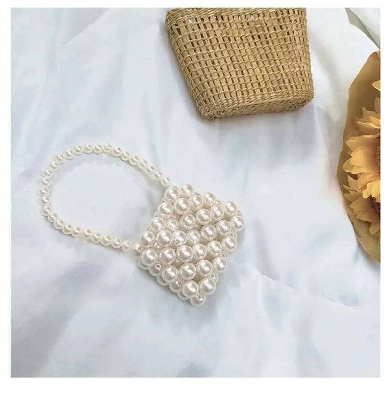 Μαργαριταρένια τσάντα για γυναίκες Πολυτελής ντιζάιν μίνι τσάντα ώμου Γυναικεία μικροσκοπική τσάντα κραγιόν Τσάντα με κέρμα