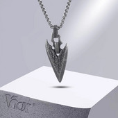 Vnox Punk Arrowhead kaelakee meestele, retrohõbedase värviga roostevabast terasest nooleripatsiga kaelakee