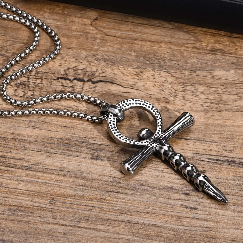 „Vnox“ gotikos kaukolės karoliai vyrams, senovinis nerūdijančio plieno „Anka“ skeleto pakabukas su kubietiška dėžute, sukrauta apykakle