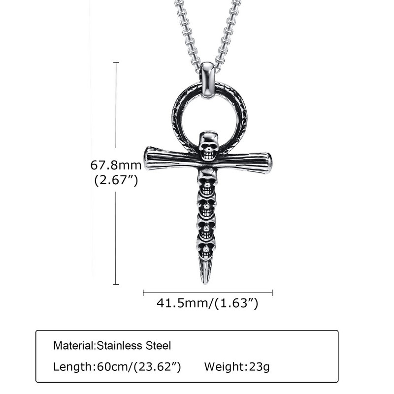 „Vnox“ gotikos kaukolės karoliai vyrams, senovinis nerūdijančio plieno „Anka“ skeleto pakabukas su kubietiška dėžute, sukrauta apykakle