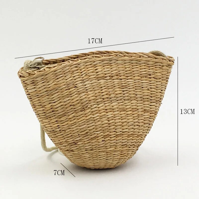 Käsitsi valmistatud naiste väike õlakott Suvine õlgkotid Rannakotid Rotangist kootud Crossbody kott Bohemian Messenger Bags Kootud käekott