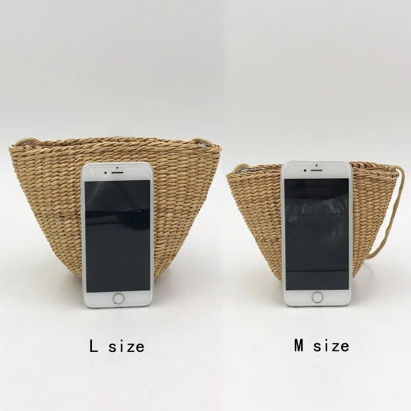 Käsitsi valmistatud naiste väike õlakott Suvine õlgkotid Rannakotid Rotangist kootud Crossbody kott Bohemian Messenger Bags Kootud käekott