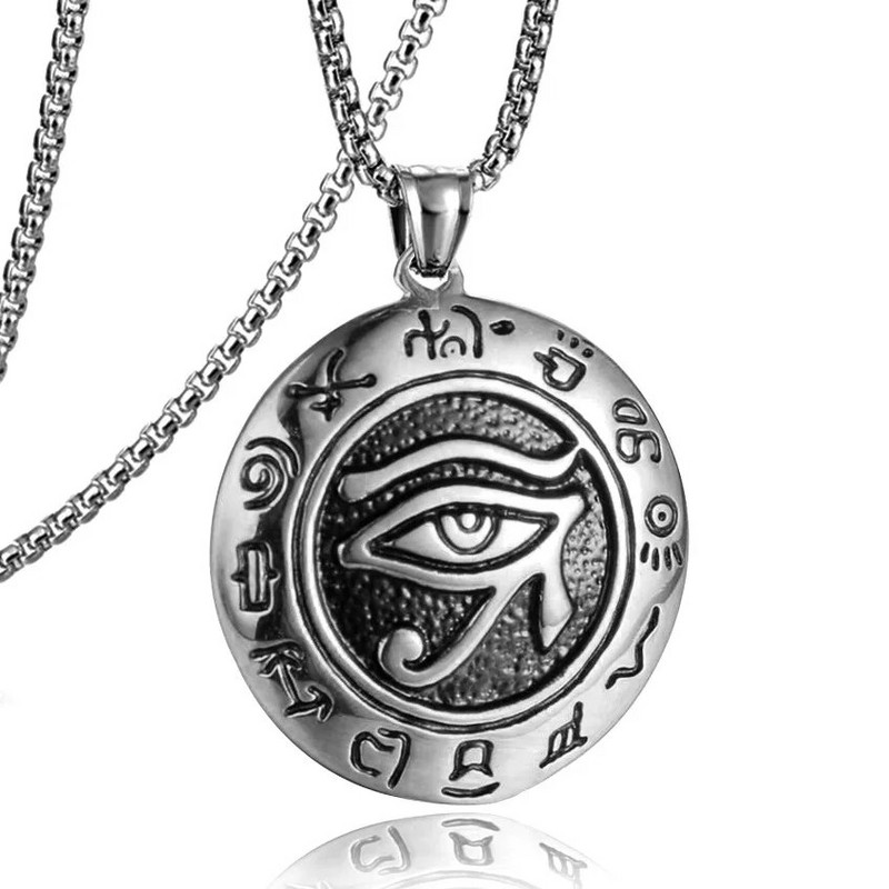 Boho Punk Egyptian Eye of Ra Horus ripats kaelakee Viking roostevabast terasest naistele meeste ehete hulgimüük