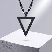Κολιέ ανδρικά τριγωνικά κολιέ Vnox Rock Punk, Απλό μεταλλικό γεωμετρικό μενταγιόν από ανοξείδωτο ατσάλι, δώρο πατέρα, γιακά αρσενικό