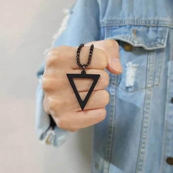 Vnox Rock Punk Мъжки триъгълни колиета Бижута, Проста метална геометрична висулка от неръждаема стомана, Подарък за баща, colar masculino
