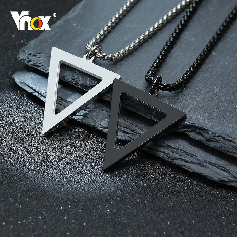 Κολιέ ανδρικά τριγωνικά κολιέ Vnox Rock Punk, Απλό μεταλλικό γεωμετρικό μενταγιόν από ανοξείδωτο ατσάλι, δώρο πατέρα, γιακά αρσενικό