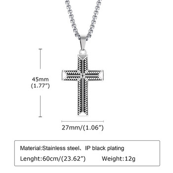 Vnox Κομψά κολιέ σταυρού για άνδρες, από ανοξείδωτο ατσάλι με κρεμαστό κολάρο από μασίφ σταυρό Προσευχή Θρησκευτικά χριστιανικά δώρα Κοσμήματα