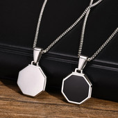 Vnoxi lihtsad kaheksanurksed kaelakeed meestele, stiilne must emailiga roostevabast terasest geomeetriline ripatskrae, kingitused talle