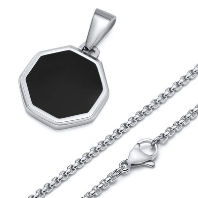 Vnoxi lihtsad kaheksanurksed kaelakeed meestele, stiilne must emailiga roostevabast terasest geomeetriline ripatskrae, kingitused talle