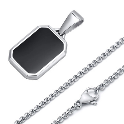 Vnoxi lihtsad kaheksanurksed kaelakeed meestele, stiilne must emailiga roostevabast terasest geomeetriline ripatskrae, kingitused talle