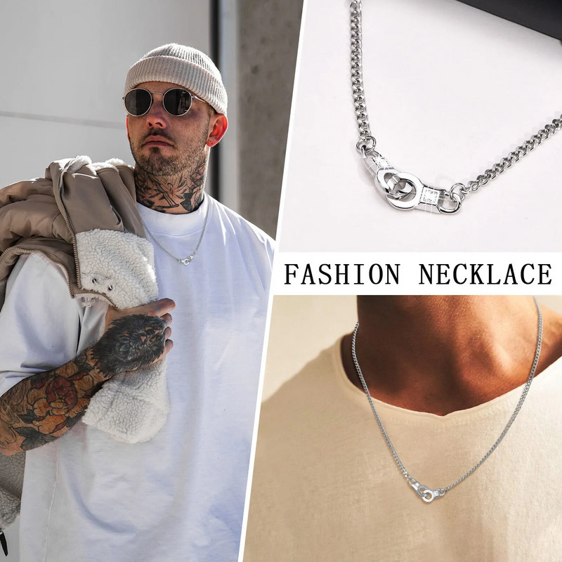 „Vnox Design“ antrankių karoliai vyrams, moterys, auksinės spalvos nerūdijančio plieno rankogalių pakabukas su kubietiška grandinėle, šauni unisex kaklo apykaklė