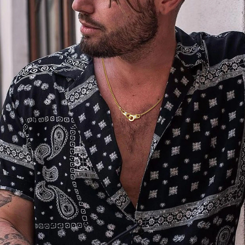 „Vnox Design“ antrankių karoliai vyrams, moterys, auksinės spalvos nerūdijančio plieno rankogalių pakabukas su kubietiška grandinėle, šauni unisex kaklo apykaklė