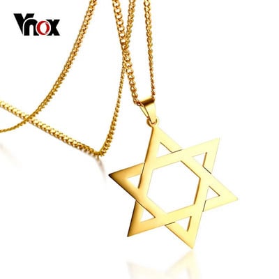 Vnox Trendy Hexagram κρεμαστό κολιέ για άντρες Υψηλής ποιότητας ανοξείδωτο ατσάλι Star of David Shape 24" Ανδρικά κοσμήματα