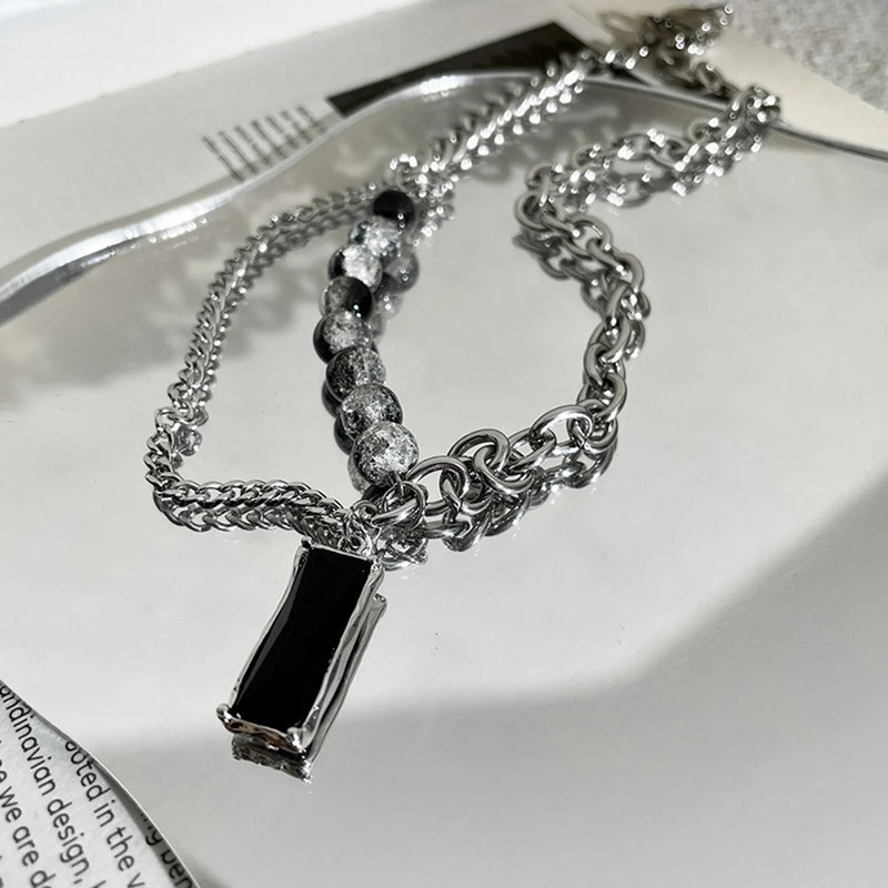 Mprainbow meeste stiilsed mustast kivist kaelakeed, šikk kahekihiline kettkrae, sõbranna isadepäeva kingitus sünnipäevapeoks