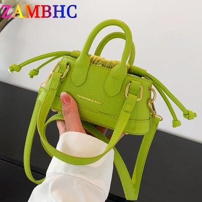 Vară Candy Color Mini Shell din piele PU șir genți de umăr Crossbody pentru femei Trend Ruj Poșete și genți pentru copii mici