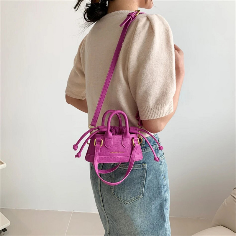 Summer Candy Color Mini Shell PU nahast string õlakotid naistele Trend huulepulk Väikeste laste rahakotid ja käekotid