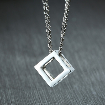 Ανδρικό κρεμαστό κολιέ Vnox Geometric Hollow Tube, Ανοξείδωτο ατσάλι Figaro Cuban Box Rope Chain Chain, Casual στοιβαζόμενο κολιέ