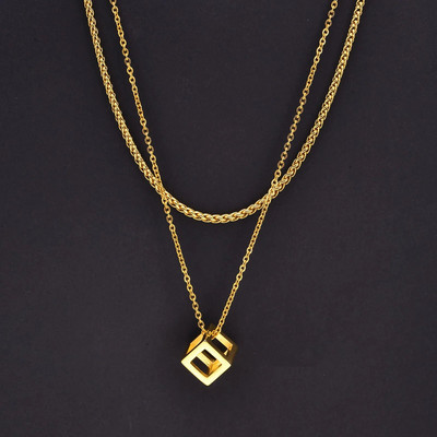 Ανδρικό κρεμαστό κολιέ Vnox Geometric Hollow Tube, Ανοξείδωτο ατσάλι Figaro Cuban Box Rope Chain Chain, Casual στοιβαζόμενο κολιέ