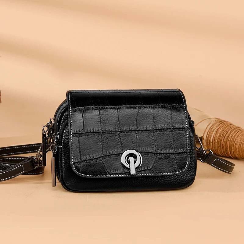 100% veisenahast naiste minikrokodillimustriga ristkeha kotid Moedisaineri õlakäekotid ja rahakotid Nahast messenger Sac
