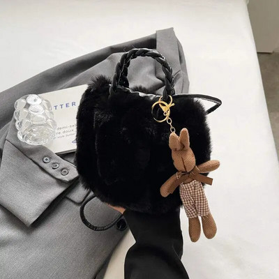 Žiemos mielas pliušinis krepšys Crossbody Krepšiai moterims per petį Naujas aksominis krepšys panelei mergaitei rudeninė maža minkšto kailio rankinė