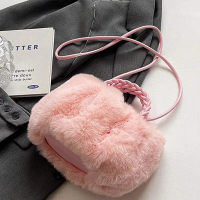 Žiemos mielas pliušinis krepšys Crossbody Krepšiai moterims per petį Naujas aksominis krepšys panelei mergaitei rudeninė maža minkšto kailio rankinė