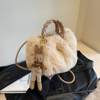 Žiemos mielas pliušinis krepšys Crossbody Krepšiai moterims per petį Naujas aksominis krepšys panelei mergaitei rudeninė maža minkšto kailio rankinė