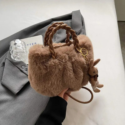 Žiemos mielas pliušinis krepšys Crossbody Krepšiai moterims per petį Naujas aksominis krepšys panelei mergaitei rudeninė maža minkšto kailio rankinė
