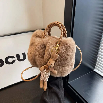 Žiemos mielas pliušinis krepšys Crossbody Krepšiai moterims per petį Naujas aksominis krepšys panelei mergaitei rudeninė maža minkšto kailio rankinė