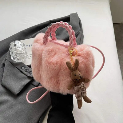 Žiemos mielas pliušinis krepšys Crossbody Krepšiai moterims per petį Naujas aksominis krepšys panelei mergaitei rudeninė maža minkšto kailio rankinė