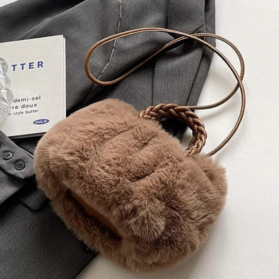 Žiemos mielas pliušinis krepšys Crossbody Krepšiai moterims per petį Naujas aksominis krepšys panelei mergaitei rudeninė maža minkšto kailio rankinė