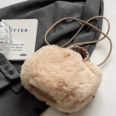 Žiemos mielas pliušinis krepšys Crossbody Krepšiai moterims per petį Naujas aksominis krepšys panelei mergaitei rudeninė maža minkšto kailio rankinė