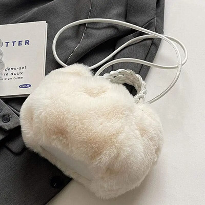 Žiemos mielas pliušinis krepšys Crossbody Krepšiai moterims per petį Naujas aksominis krepšys panelei mergaitei rudeninė maža minkšto kailio rankinė