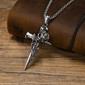 Uued gooti punk-roosi lilledega kaelakeed meestele Hip-hop räppari kingitus, veekindlast roostevabast terasest retroristripatsiga ehted