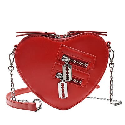 Gothic Heart Blade Užtrauktuku Grandinė Crossbody Krepšiai Moterims Merginoms Kasdieniai Rankinės Rankinės Techwear Vasarinė Piniginė Goth